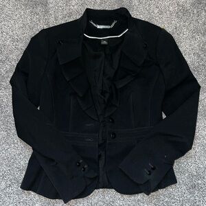 Black Blazer With Ruffles